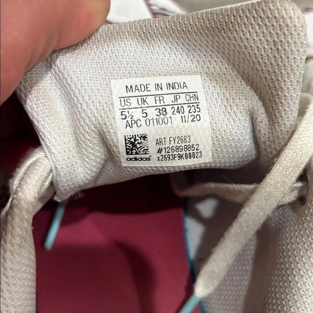 Adidas White Sneakers with Red and Black Graphic
